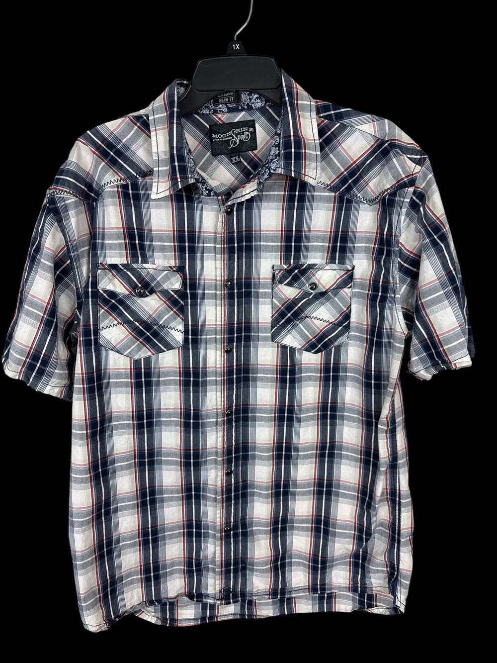 Moonshine Spirit /Brad Paisley Men's Short Sleeve Plaid Western Button-Up Shirt